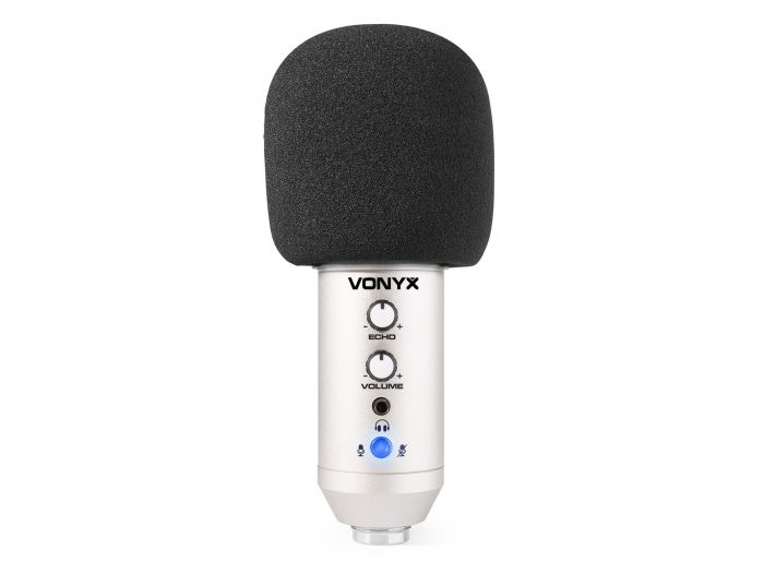 Vonyx CM320S Micrófono estudio USB Titanio con Echo 173552 - 6