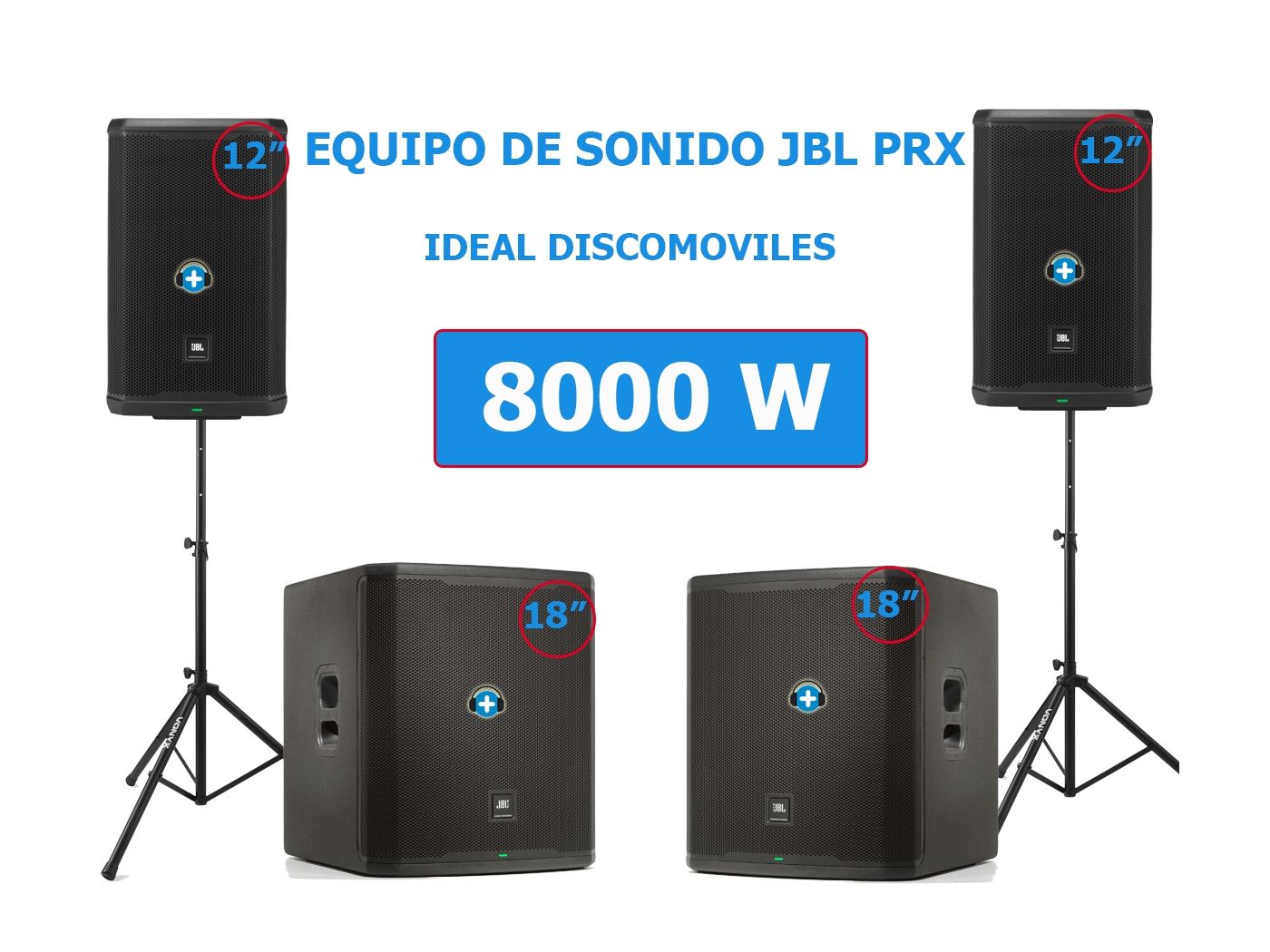 2 PRX 912 + 2 SUBWOOFER PRX 918+ soportes altaovoces  8000w