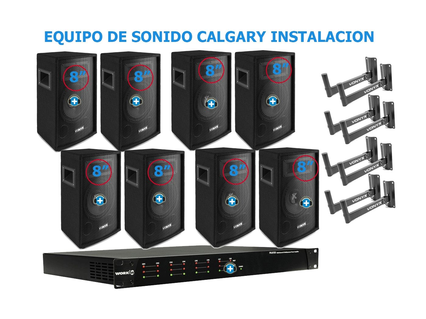 EQUIPO DE SONIDO CALGARY INSTALACION  8 ALTAVOCES - 1