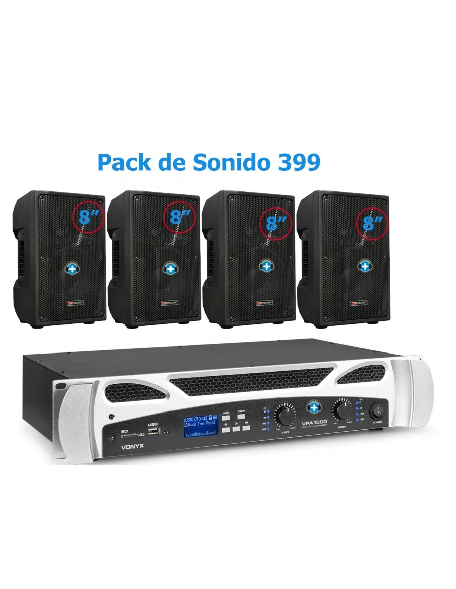 Pack de Sonido 399 - Etapa VPA 1500 bt  y 4 Altavoces Pasivos 8 Pulgadas Basic - 2