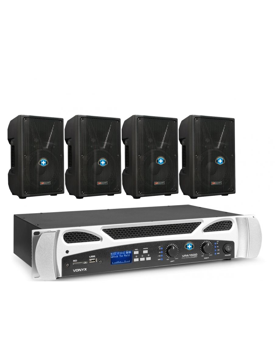 Pack de Sonido 399 - Etapa VPA 1500 bt  y 4 Altavoces Pasivos 8 Pulgadas Basic