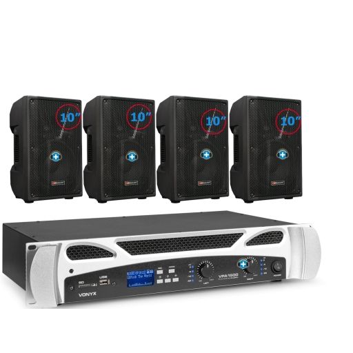 Pack de Sonido 390 - Etapa VPA1500 PA  y 4 Altavoces Pasivos 10 Pulgadas Basic