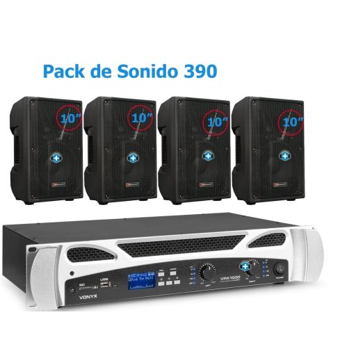 Pack de Sonido 390 Basic con etapa Vonyx VPA1500 y cuatro altavoces pasivos MARK MS 210 2
