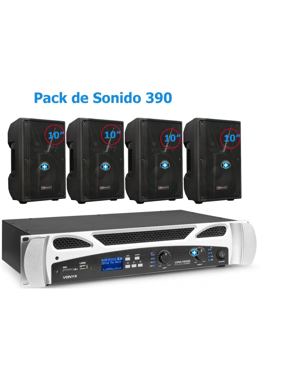 Vonyx VPA1500 etapa de potencia 2x750W con Bluetooth USB y SD incluida en Pack de Sonido 390 Basic