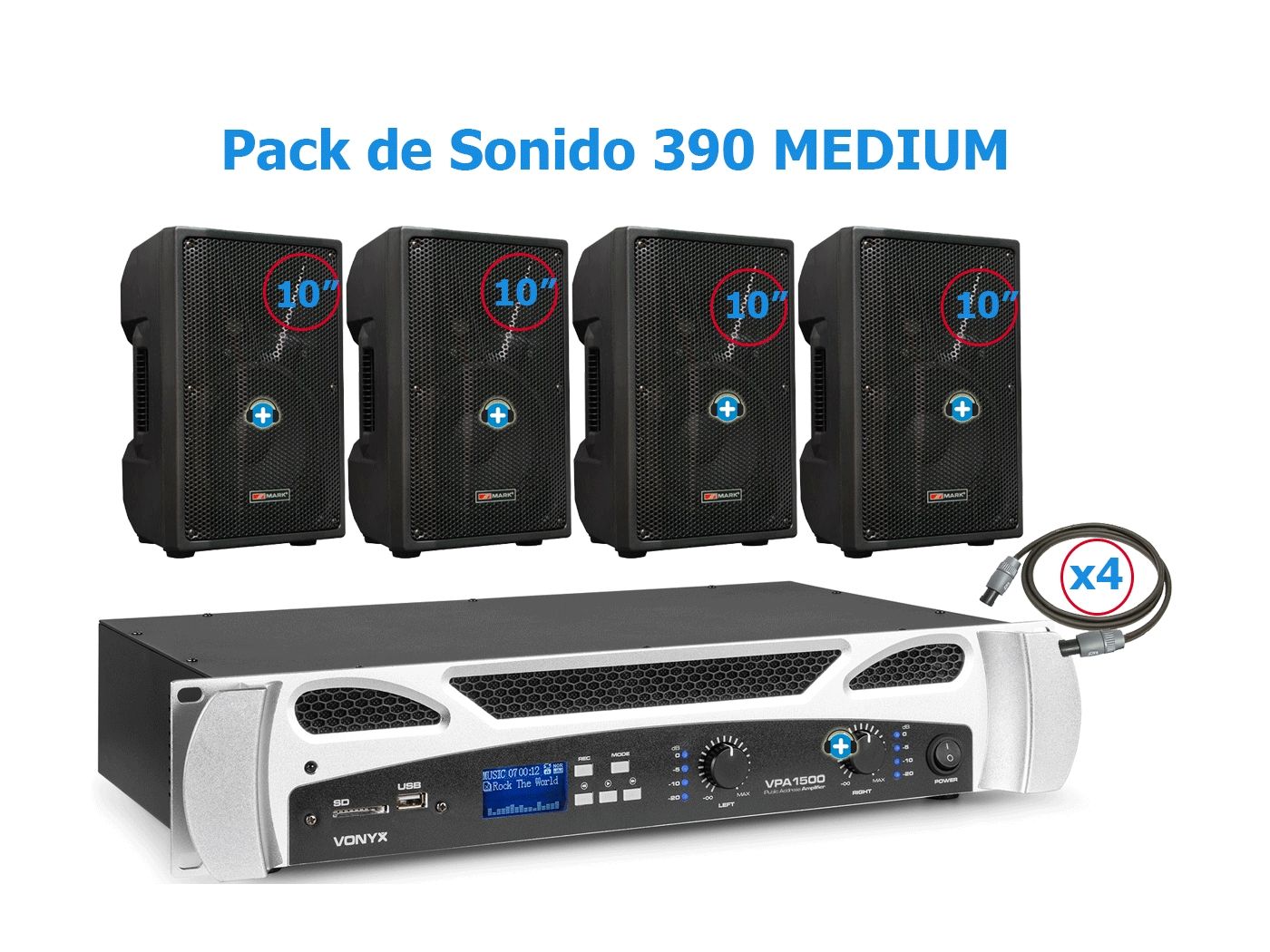 Pack de Sonido 390 - Etapa VPA1500 PA  y 4 Altavoces Pasivos 10 Pulgadas Medium - 2