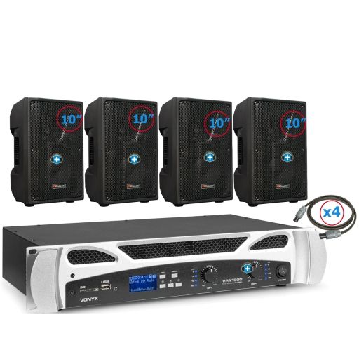 Pack de Sonido 390 - Etapa VPA1500 PA  y 4 Altavoces Pasivos 10 Pulgadas Medium