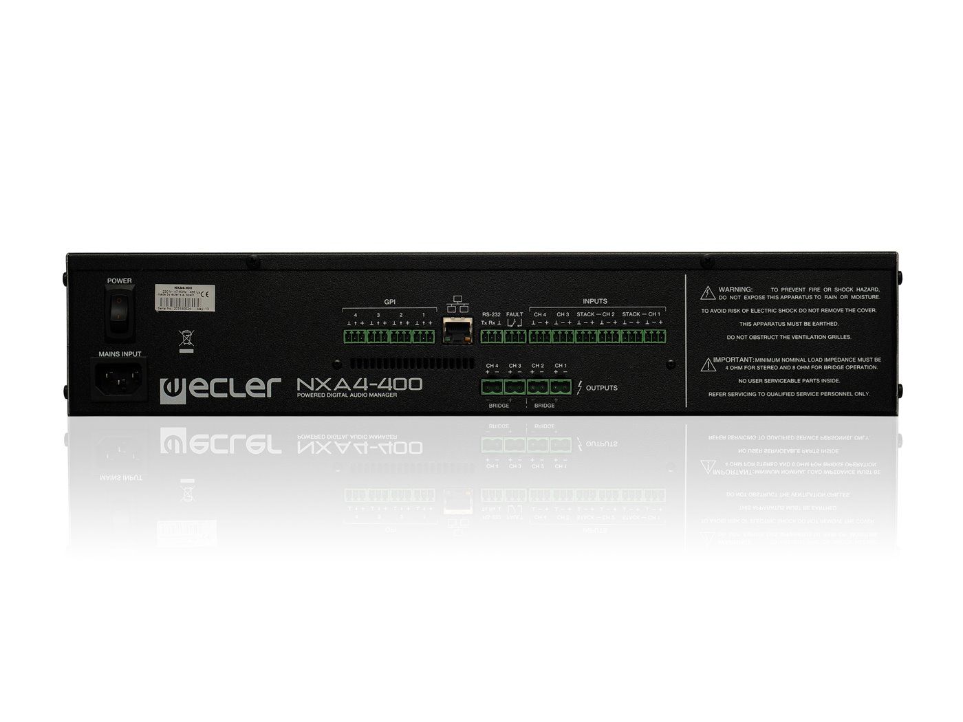 ECLER Gestores Digitales De Audio  4x400 WRMS | DSP | Clase D | Silencioso | TP-NET | EclerNet NXA4-400