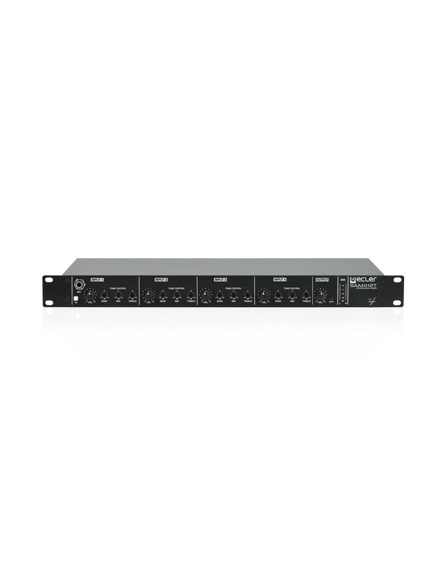 ECLER Pre-Amplificadores Y Mezcladores De Instalación  4x2 | 1U Rack | EQ de 3 bandas | mezclador analógico SAM412T