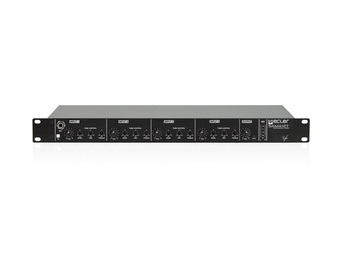 ECLER Pre-Amplificadores Y Mezcladores De Instalación  4x2 | 1U Rack | EQ de 3 bandas | mezclador analógico SAM412T
