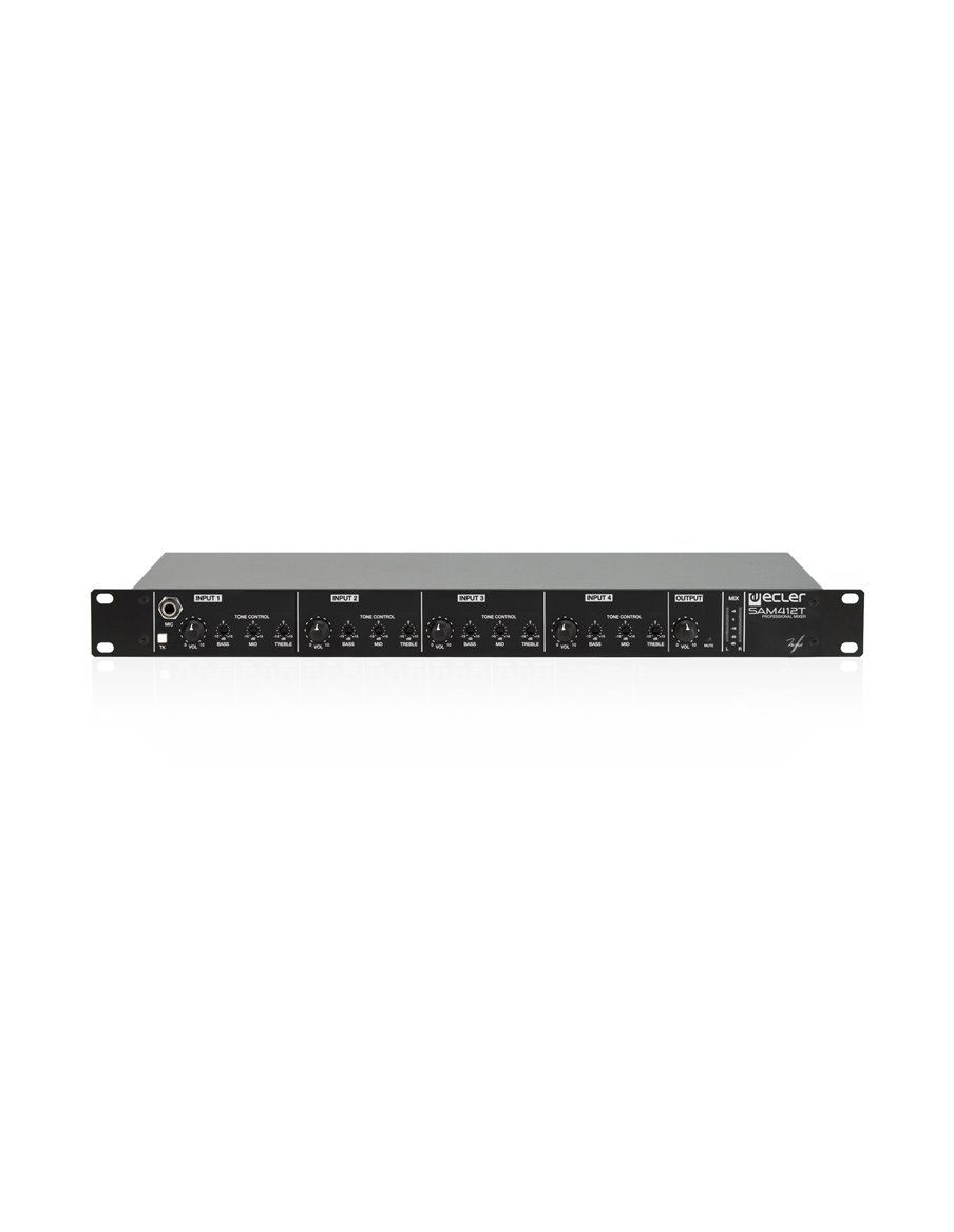 ECLER Pre-Amplificadores Y Mezcladores De Instalación  4x2 | 1U Rack | EQ de 3 bandas | mezclador analógico SAM412T