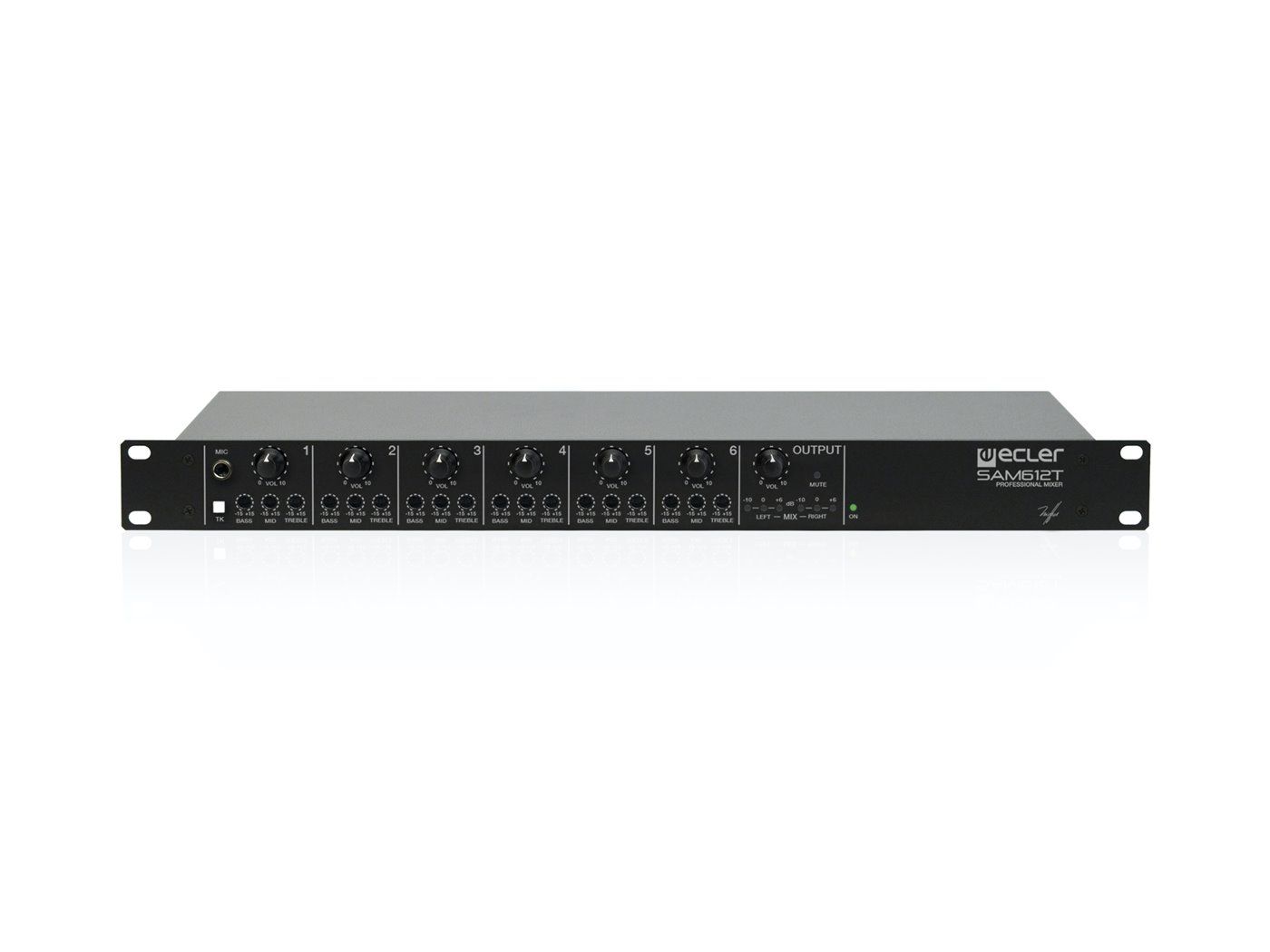 ECLER Pre-Amplificadores Y Mezcladores De Instalación  6x2 | 1U rack | EQ de 3 bandas | mezclador analógico SAM612T