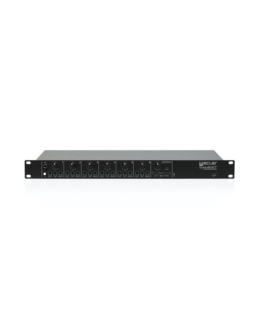 ECLER Pre-Amplificadores Y Mezcladores De Instalación  6x2 | 1U rack | EQ de 3 bandas | mezclador analógico SAM612T