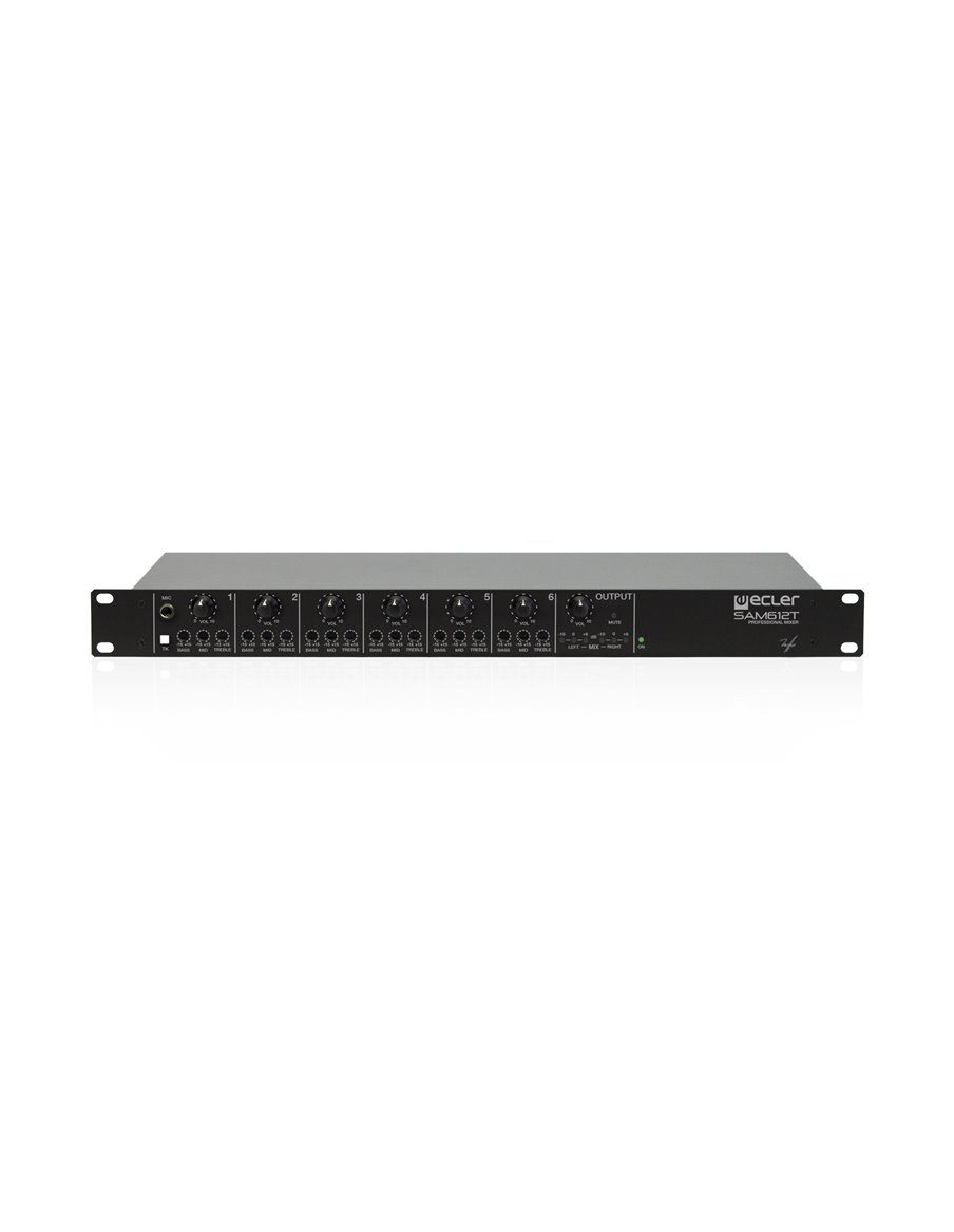 ECLER Pre-Amplificadores Y Mezcladores De Instalación  6x2 | 1U rack | EQ de 3 bandas | mezclador analógico SAM612T