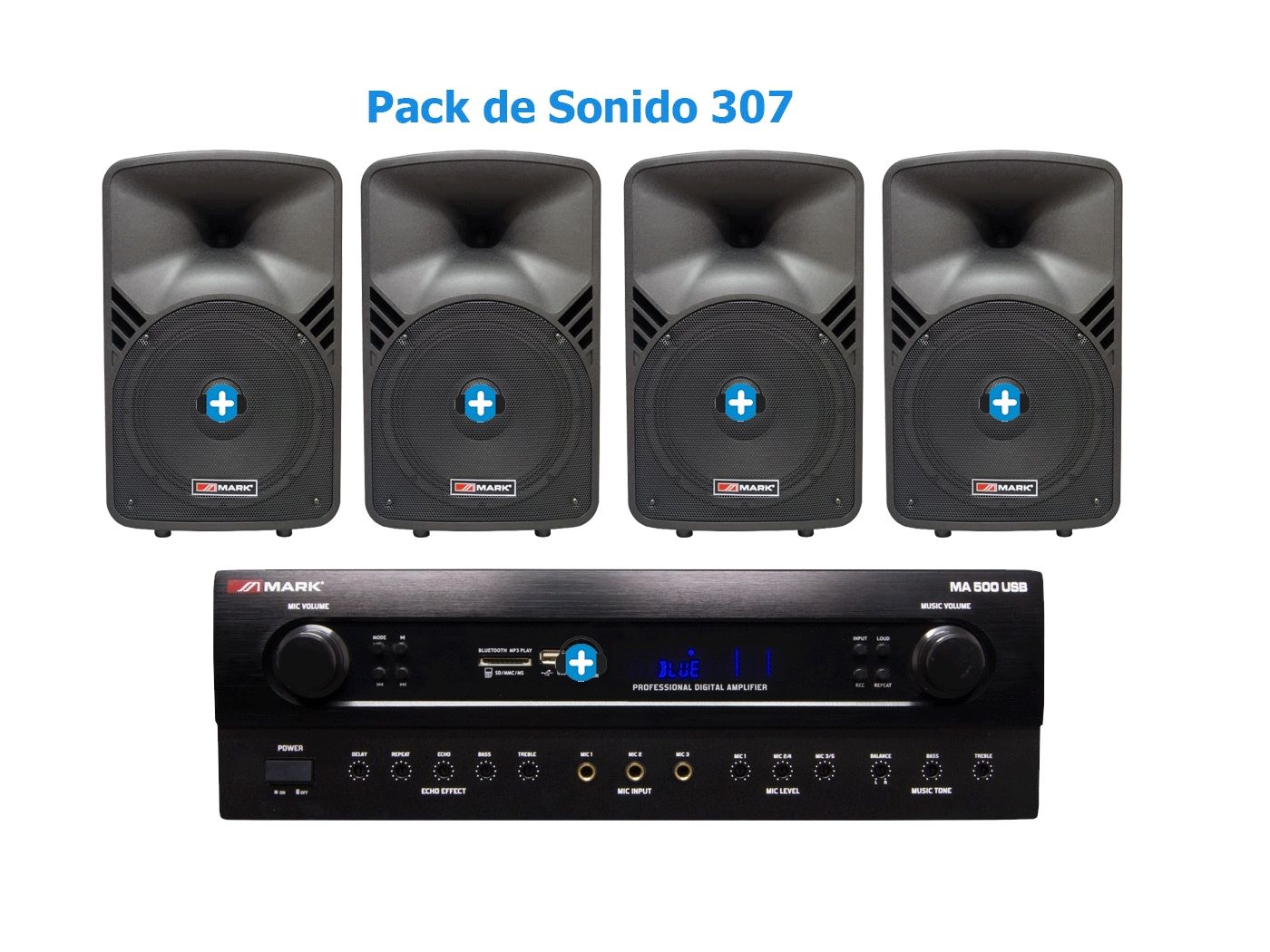 Pack de Sonido 307 - Amplificador  y 4 Altavoces Pasivos Mark MBS 105/2 - 2
