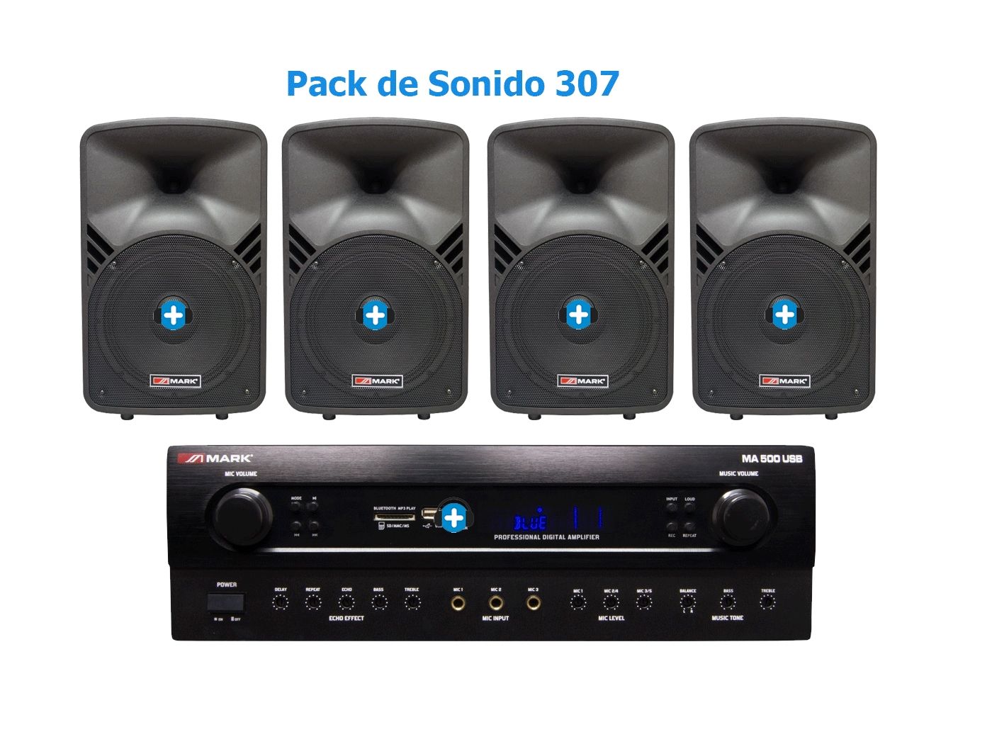 Pack de Sonido 307 - Amplificador y 4 Altavoces Pasivos Mark MBS 105/2