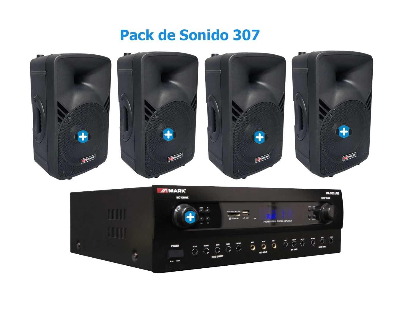 Pack de Sonido 307 - Amplificador y 4 Altavoces Pasivos Mark MBS 105/2