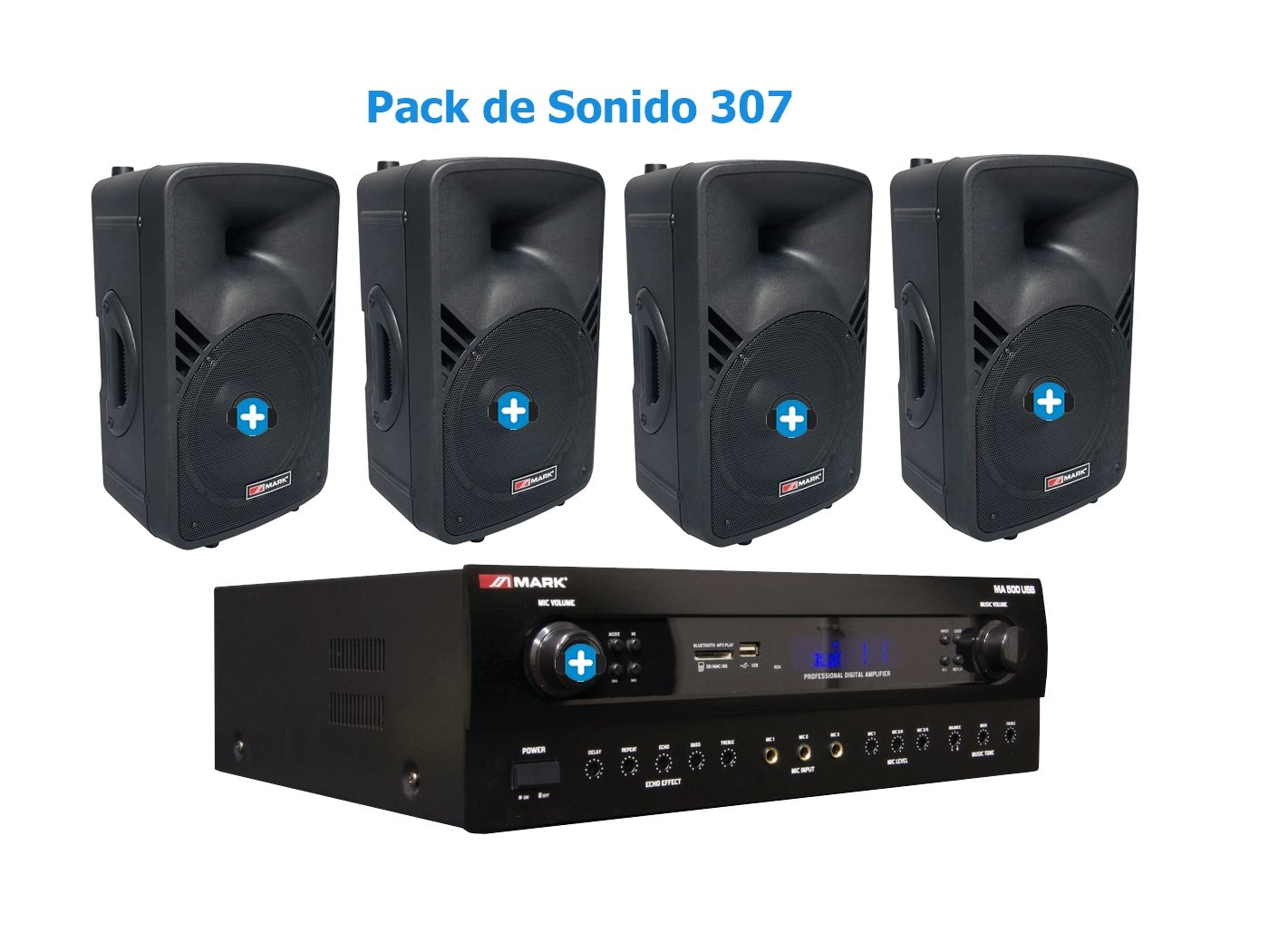 Pack de Sonido 307 - Amplificador  y 4 Altavoces Pasivos Mark MBS 105/2