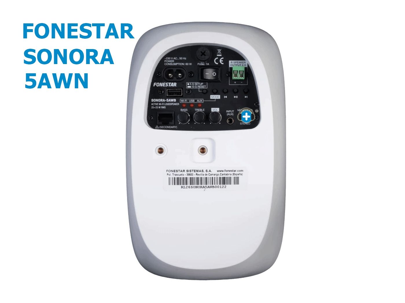 Fonestar SONORA-5AWN Altavoz de superficie Wi-Fi Activo Color Blanco - 7