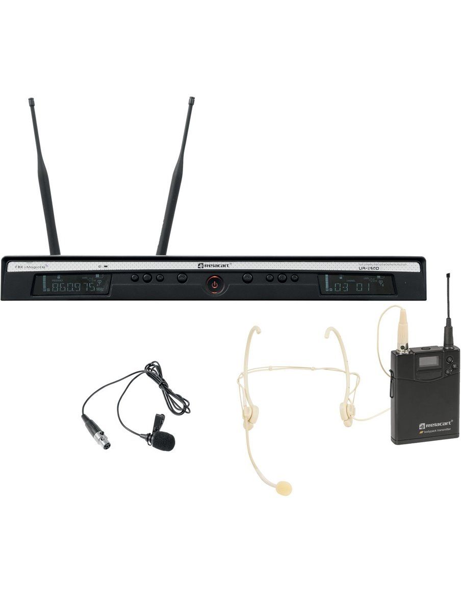 Relacart Set UR-260D Bodypack with HM-600S Headset and Lavalier