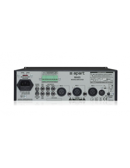 Apart Biamp MA 65 Amplificador 65W con Mezclador de Micrófonos / Linea - 2