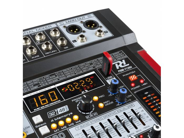 POWER DYNAMIC PDM-T1204 MEZCLADOR DE DIRECTO 12 CANALES DSP/MP3
