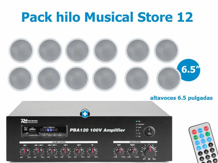 Pack hilo Musical Store-12 - Equipo de sonido con 12 altavoces y amplificador