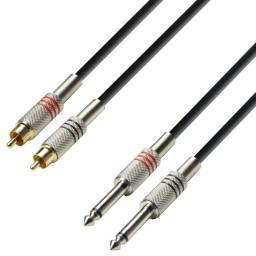 Adam Hall Cable de audio 2 RCA a 2 Jack 6,3 mm - 1 metro - K3TPC0100