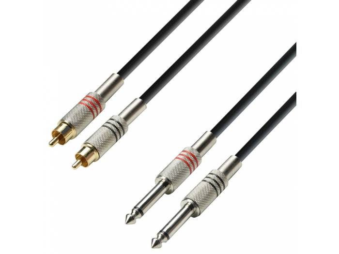 Adam Hall Cable de audio 2 RCA a 2 Jack 6,3 mm - 1 metro - K3TPC0100