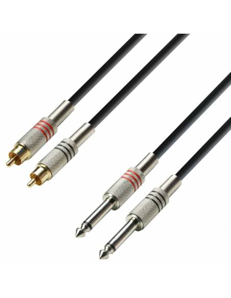 Adam Hall Cable de audio 2 RCA a 2 Jack 6,3 mm - 1 metro - K3TPC0100