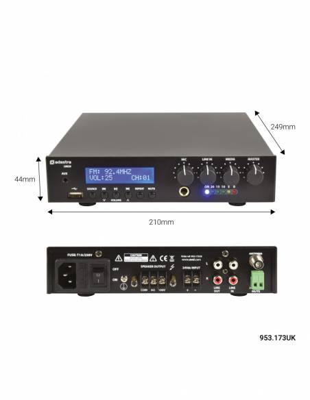 Adastra UM30  Amplificador mezclador compacto para línea de 100V - 30W - 2
