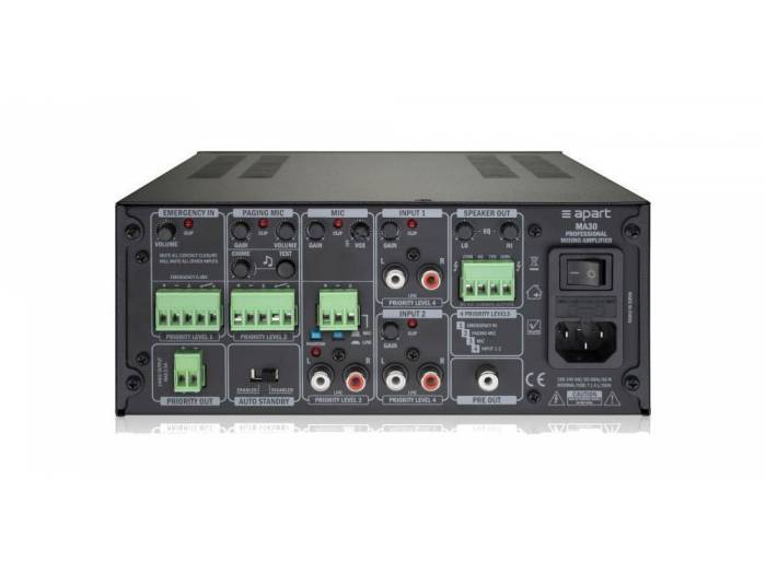 Apart Biamp MA-30 Mezclador-Amplificador de 30W para líneas de 100V y baja impedancia - 2