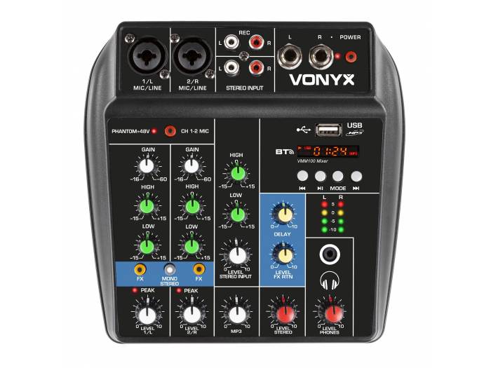 VONYX VMM100 Mixer 3ch USB BT. VMM100 Mezclador Audio con USB/BT - 9