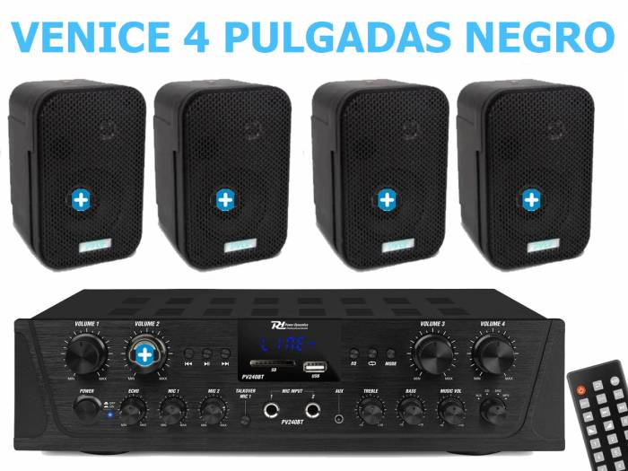 EQUIPO DE SONIDO VENICE 4  HILO MUSICAL 4 ZONAS - 4 altavoces 4 pulgadas - 17