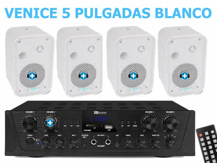 EQUIPO DE SONIDO VENICE 5  HILO MUSICAL 4 ZONAS White - 4 altavoces 5 pulgadas - 2