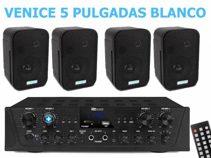 EQUIPO DE SONIDO VENICE 5  HILO MUSICAL Black 4 ZONAS - 4 altavoces 5 pulgadas - 2