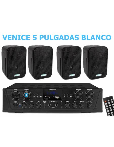 EQUIPO DE SONIDO VENICE 5  HILO MUSICAL Black 4 ZONAS - 4 altavoces 5 pulgadas - 2