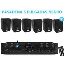 EQUIPO DE SONIDO PASADENA 50 BLACK HILO MUSICAL 6 ZONAS - 6 altavoces 5 pulgadas 2