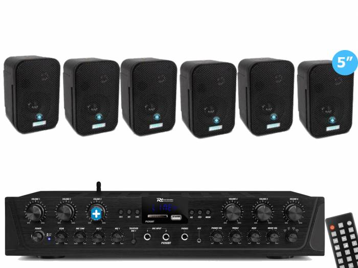 EQUIPO DE SONIDO PASADENA 50 BLACK HILO MUSICAL 6 ZONAS - 6 altavoces 5 pulgadas - 3