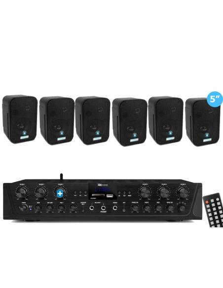 EQUIPO DE SONIDO PASADENA 50 BLACK HILO MUSICAL 6 ZONAS - 6 altavoces 5 pulgadas - 3