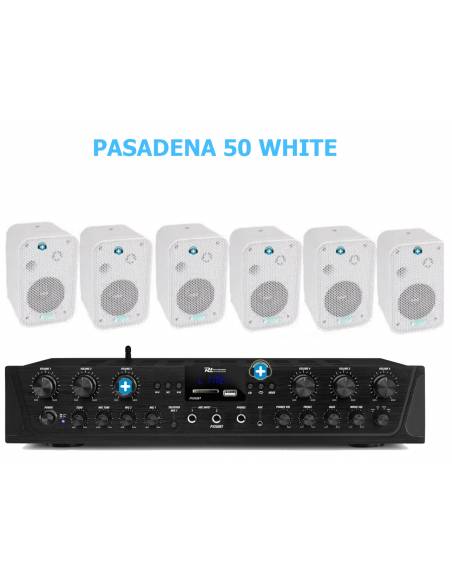 EQUIPO DE SONIDO PASADENA 50 WHITE HILO MUSICAL 6 ZONAS - 6 altavoces 5 pulgadas - 2