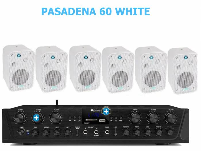EQUIPO DE SONIDO PASADENA 60 WHITE HILO MUSICAL 6 ZONAS - 6 altavoces 6 pulgadas - 2