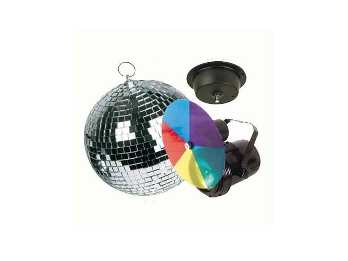 Pack bola de discoteca 20cm + Foco + Motor + Disco de color - 1