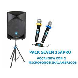 PACK SEVEN 15APRO VOCALISTA  CON 2 MICROFONOS INALAMBRICOS BASIC 2