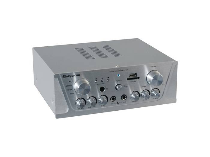 Skytronic AV420S Amplificador Karaoke FM/USB/SD Plata  - 1