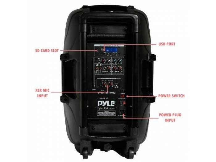 Pyle PPHP1541WMU - Altavoz Portatil con Bateria y Microfonia 1200w - 8