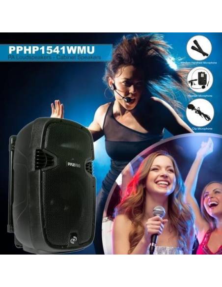 Pyle PPHP1541WMU - Altavoz Portatil con Bateria y Microfonia 1200w - 9