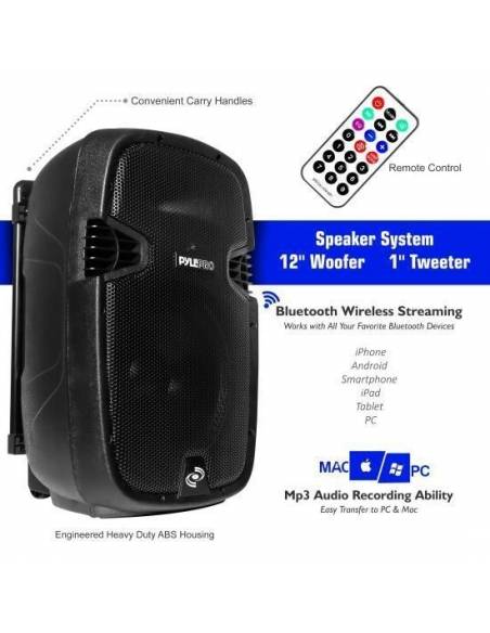 Pyle PPHP1241WMU - Altavoz Portatil Bluetooth con Bateria y Microfonia 1000w - 2