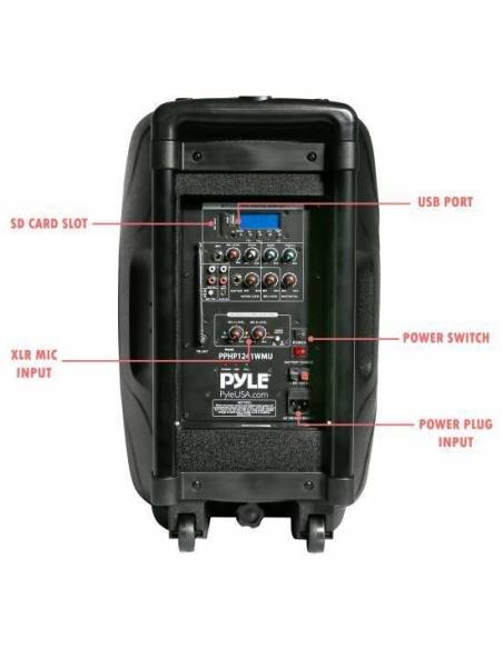 Pyle PPHP1241WMU - Altavoz Portatil Bluetooth con Bateria y Microfonia 1000w - 5
