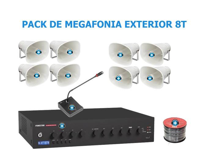 PACK DE MEGAFONIA EXTERIOR 8T- 240W de potencia - 2