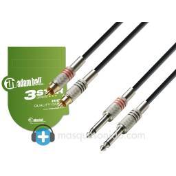Adam Hall Cable de audio 2 RCA a 2 Jack 6,3 mm - 3 metros - 1 2